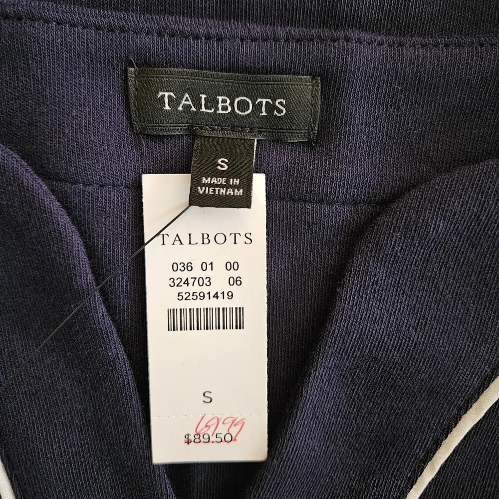 NEW! Talbots Navy Blue 3/4 V-Neck Dress Size S